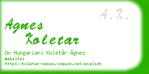 agnes koletar business card