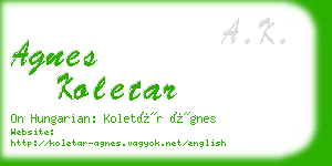 agnes koletar business card